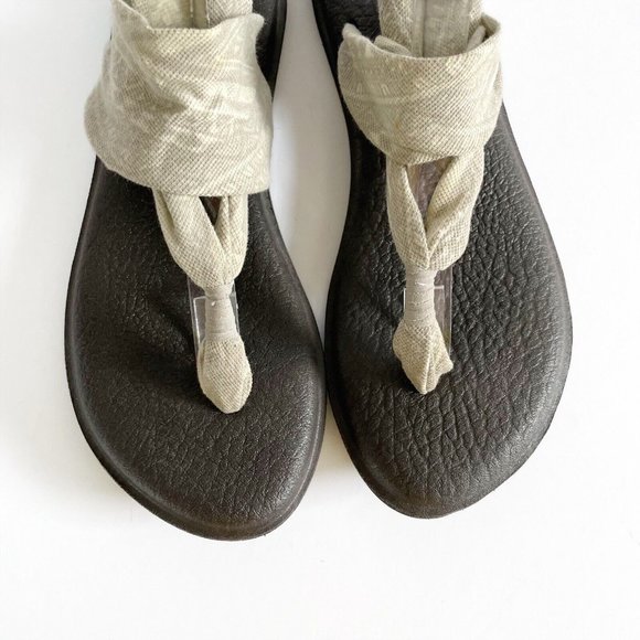 Sanuk Yoga Sling Sandals Women's 7 Neutral Print Open Toe Flats Sling Back - Picture 4 of 16